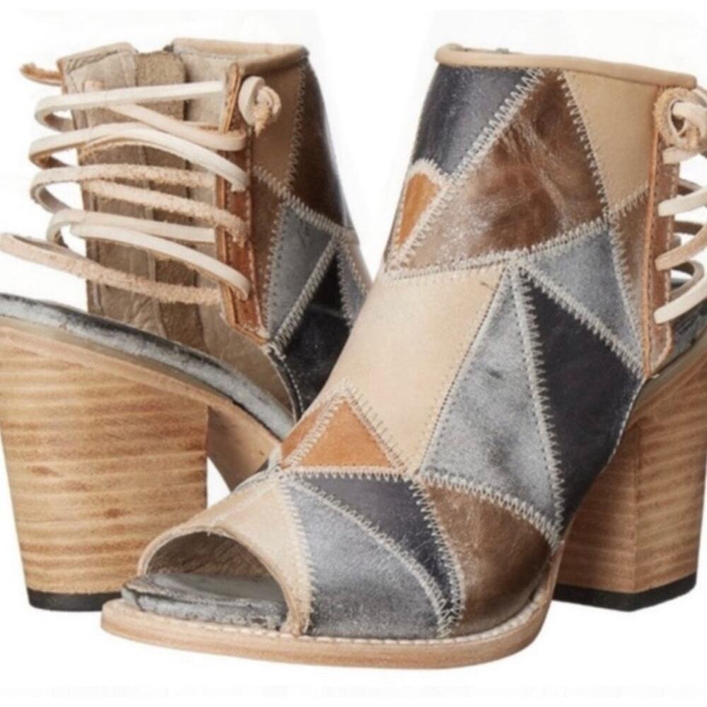 FREEBIRD By Steven Bay Patchwork Bootie Sandals 8